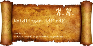 Neidlinger Máté névjegykártya